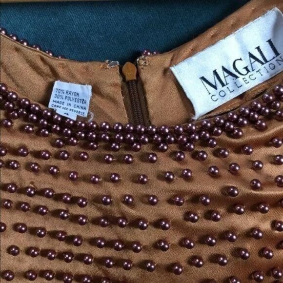 VINTAGE Bronze Beaded Dress 80’s - Picture 7 of 7